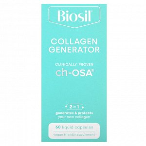 BioSil, Collagen Generator, средство для стимулирования производства коллагена, 60 капсул с жидкостью