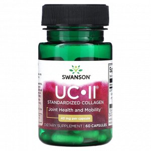 Swanson, UC-II, стандартизированный коллаген, 40 мг, 60 капсул