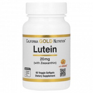 California Gold Nutrition, лютеин с зеаксантином, 20 мг, 60 растительных капсул