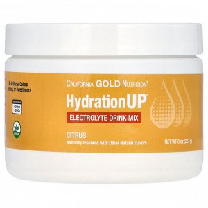 California Gold Nutrition, HydrationUP, порошковая смесь для приготовления напитка с электролитами, с цитрусовым вкусом, 227 г (8 унций)
