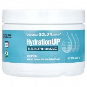 California Gold Nutrition, HydrationUp, напиток с электролитами в порошке, со вкусом тропических фруктов, 227 г (8 унций)