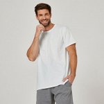 Футболка для фитнеса мужская из хлопка белая Nyamba Sportee 100