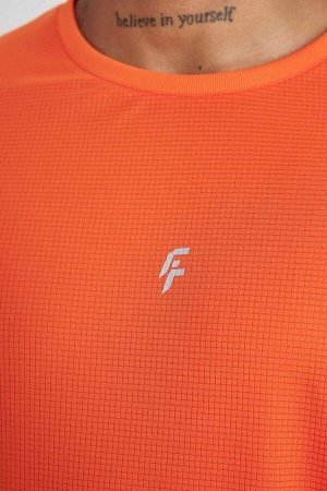 DeFactoFit Спортивная футболка узкого кроя с круглым вырезом и короткими рукавами с принтом