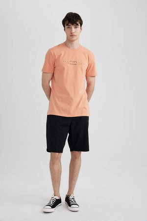 DEFACTO Облегающая футболка с круглым вырезом и принтом