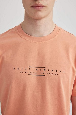 DEFACTO Облегающая футболка с круглым вырезом и принтом