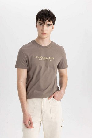 Облегающая футболка с круглым вырезом и принтом