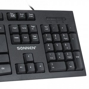 Клавиатура проводная SONNEN KB-330, USB, черная, 511277