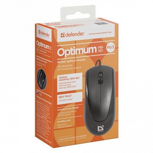 Мышь проводная DEFENDER Optimum MB-150, PS/2, 2 кнопки+1 кол