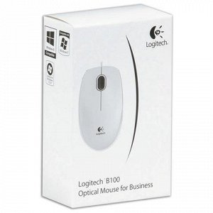 Мышь проводная LOGITECH B100, USB, 2 кнопки+1 колесо-кнопка,