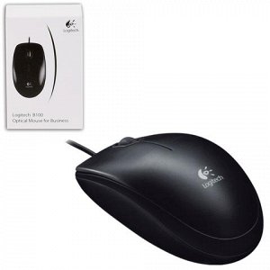 Мышь проводная LOGITECH B100, USB, 2 кнопки+1 колесо-кнопка,