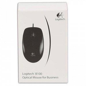 Мышь проводная LOGITECH B100, USB, 2 кнопки+1 колесо-кнопка,