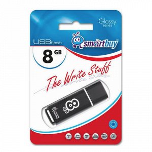 Флэш-диск 8GB SMARTBUY Glossy USB 2.0, черный, SB8GBGS-K