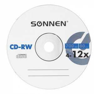 Диски CD-RW SONNEN 700Mb 4-12x Bulk 50шт, 512578