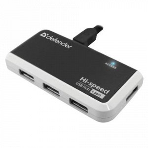 Хаб DEFENDER QUADRO INFIX, USB 2.0, 4 порта, порт для питани