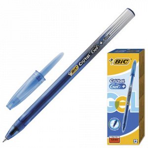 Ручка гелевая BIC Cristal Gel+, корпус тонированный синий, у