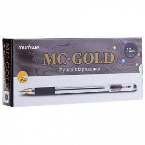 Ручка шариковая масляная MUNHWA "MC Gold", корпус прозрачный