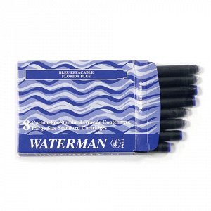 Картриджи чернильные WATERMAN, КОМПЛЕКТ 8 шт., S0110860, син