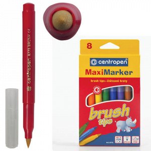 Фломастеры CENTROPEN &quot;Brush&quot;,  8 цв, наконечник-кисть, венти