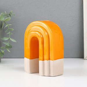 Подсвечник керамика на 1 свечу «Скара», песочно-оранжевый, 10.2x6x12.8 см