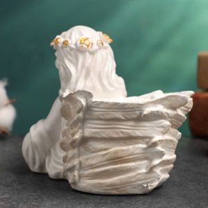 Подсвечник на 1 свечу «Молящийся ангел», гипс, 10.5x7.5x9 см, перламутровый