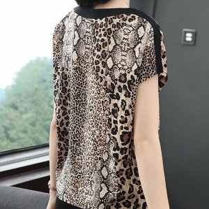 Женская блуза с короткими рукавами, с леопардовым принтом, как на фото