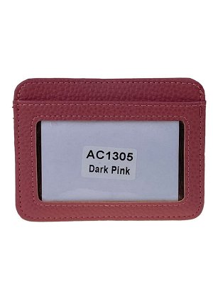 Картхолдер из натуральной кожи для пластиковых карт, цвет темно розовый