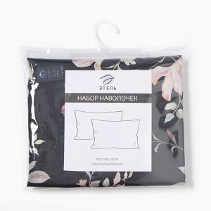 Комплект наволочек «Этель» Black flowers, 50x70 см, 2 шт., мако-сатин, хлопок 100%