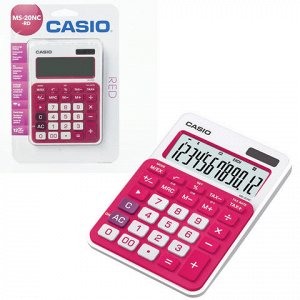 Калькулятор CASIO настольный MS-20NC-RD-S, 12 разряд, двойно