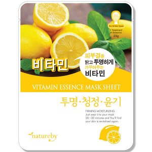 Осветляющая тканевая маска для лица с витамином С Natureby Vitamin Essence Mask Sheet, 23гр