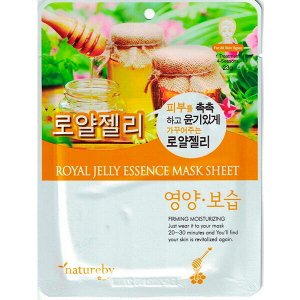 Тканевая маска для лица с экстрактом маточного молочка Natureby Royal Jelly Essence Mask Sheet, 23гр