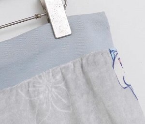 Домашние свободные брюки фланелевые с принтом, пояс на резинке,  серый