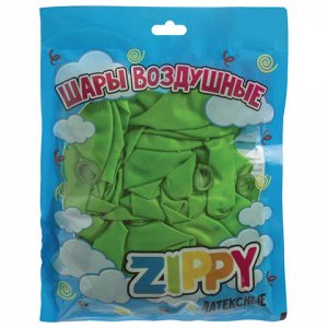 Шары воздушные ZIPPY (ЗИППИ) 10&quot; (25см), КОМПЛЕКТ 50шт., зел