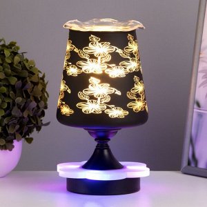 Аромалампа с подсветкой «Цветы» E14 40 Вт +RGB черный 12.5x12.5x23 см