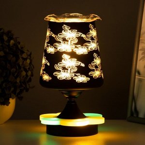Аромалампа с подсветкой «Цветы» E14 40 Вт +RGB черный 12.5x12.5x23 см