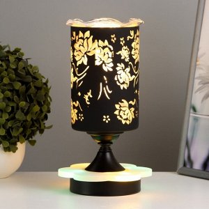 Аромалампа с подсветкой «Цветы» E14 40 Вт +RGB черный 10x10x24.5 см