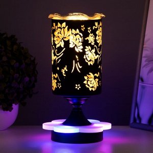 Аромалампа с подсветкой «Цветы» E14 40 Вт +RGB черный 10x10x24.5 см