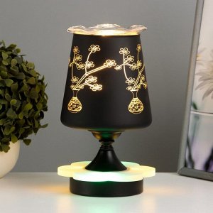 Аромалампа с подсветкой «Цветок» E14 40 Вт +RGB черный 12.5x12.5x23 см