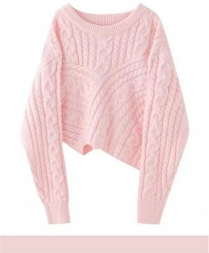 Вязаный асимметричный свитер. розовый