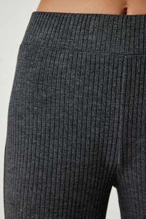 Женский комплект из трикотажной блузки и брюк антрацитового цвета KH00088