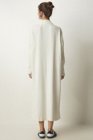 Женское трикотажное платье оверсайз в рубчик с косточками DD01251