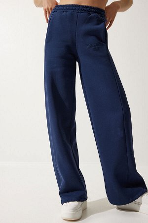 happinessistanbul Женские прямые толстые спортивные штаны темно-синего цвета розового золота HF00445