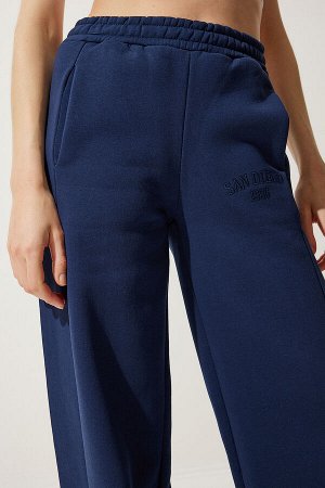 happinessistanbul Женские прямые толстые спортивные штаны темно-синего цвета розового золота HF00445