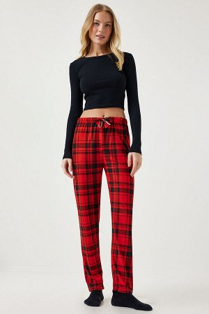 Женские красные пижамные штаны с мягкой текстурой и узором CE00089