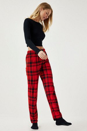 Женские красные пижамные штаны с мягкой текстурой и узором CE00089