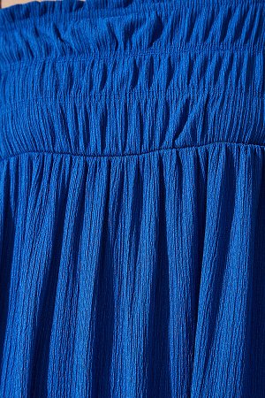 Женское летнее трикотажное платье синего цвета на бретельках UB00250