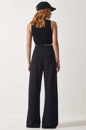 Женские черные эластичные спортивные брюки BF00090