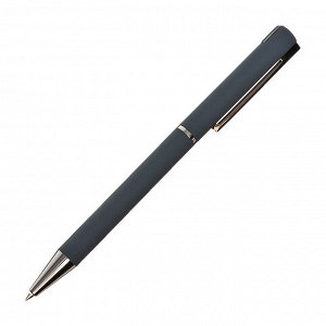 Ручка шариковая поворотная, 0.7 мм, BrunoVisconti BERGAMO, стержень синий, серый металлический корпус, в футляре