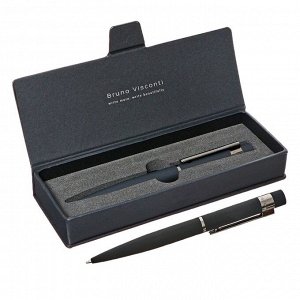 Ручка шариковая поворотная, 1.0 мм, BrunoVisconti VERONA, стержень синий, металлический корпус Soft Touch чёрный, в футляре из экокожи