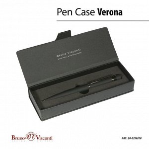 Ручка шариковая поворотная, 1.0 мм, BrunoVisconti VERONA, стержень синий, металлический корпус Soft Touch чёрный, в футляре из экокожи