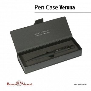 СИМА-ЛЕНД Ручка шариковая поворотная, 1.0 мм, BrunoVisconti VERONA, стержень синий, металлический корпус Soft Touch чёрный, в футляре из экокожи